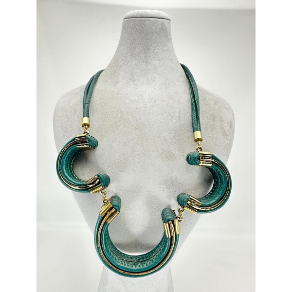 Turkuaz Derili Kolye